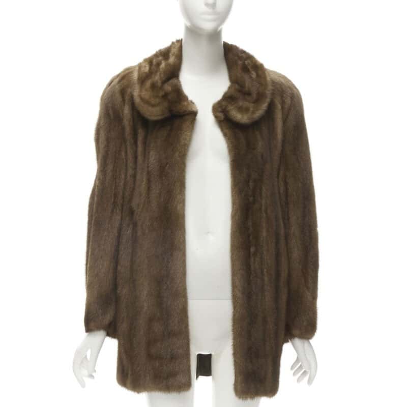 Unsigned Brown Fur Collar Jacket Brown Fur Never worn - Front View