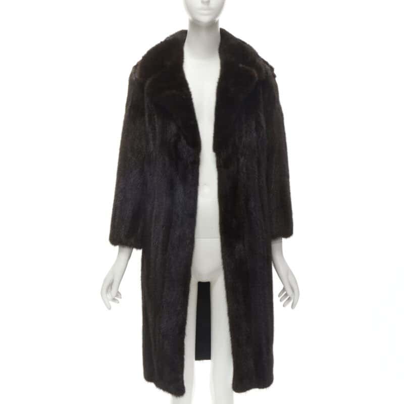 Unsigned Brown Fur Long Coat Brown Fur Never worn - Front View