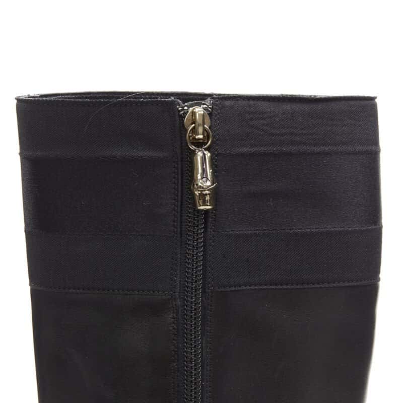 Gucci Strass Back Knee Boots Black Leather Good condition - Back View