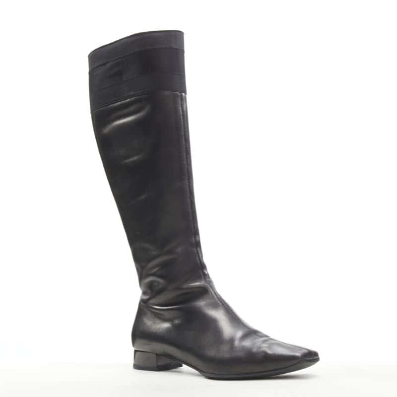 Gucci Strass Back Knee Boots Black Leather Good condition - Inside View
