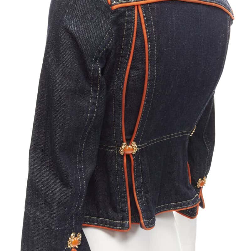 Dsquared2 Orange Denim Cropped Jacket Blue Cotton Very good condition - Back View