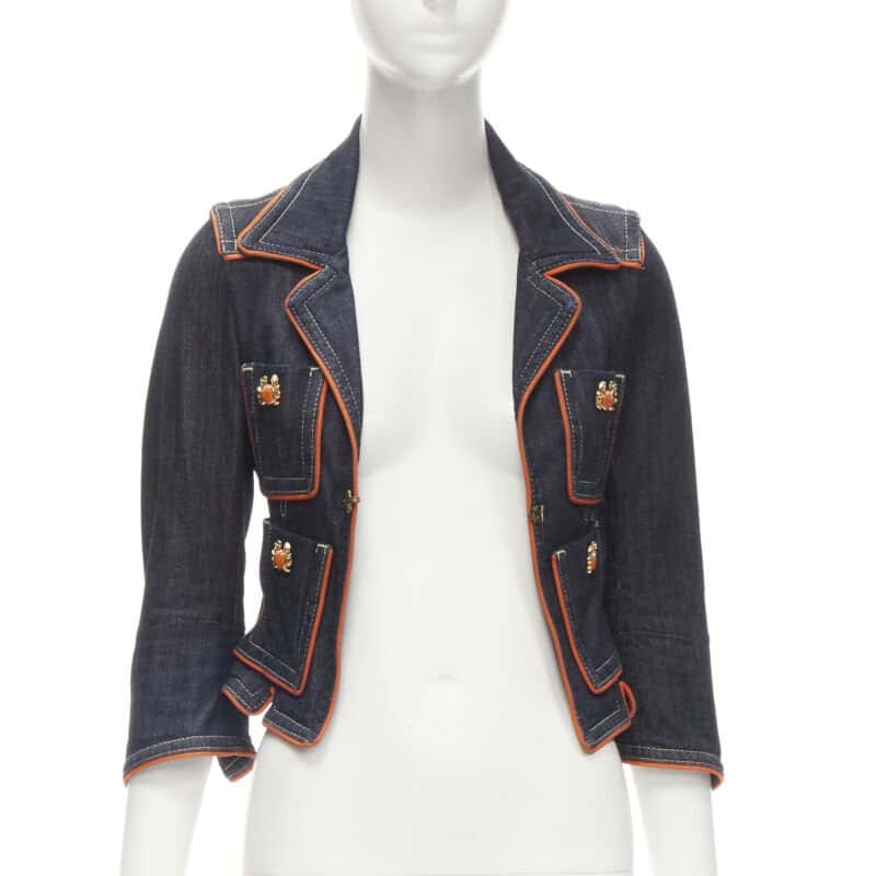 Dsquared2 Orange Denim Cropped Jacket Blue Cotton Very good condition - Inside View