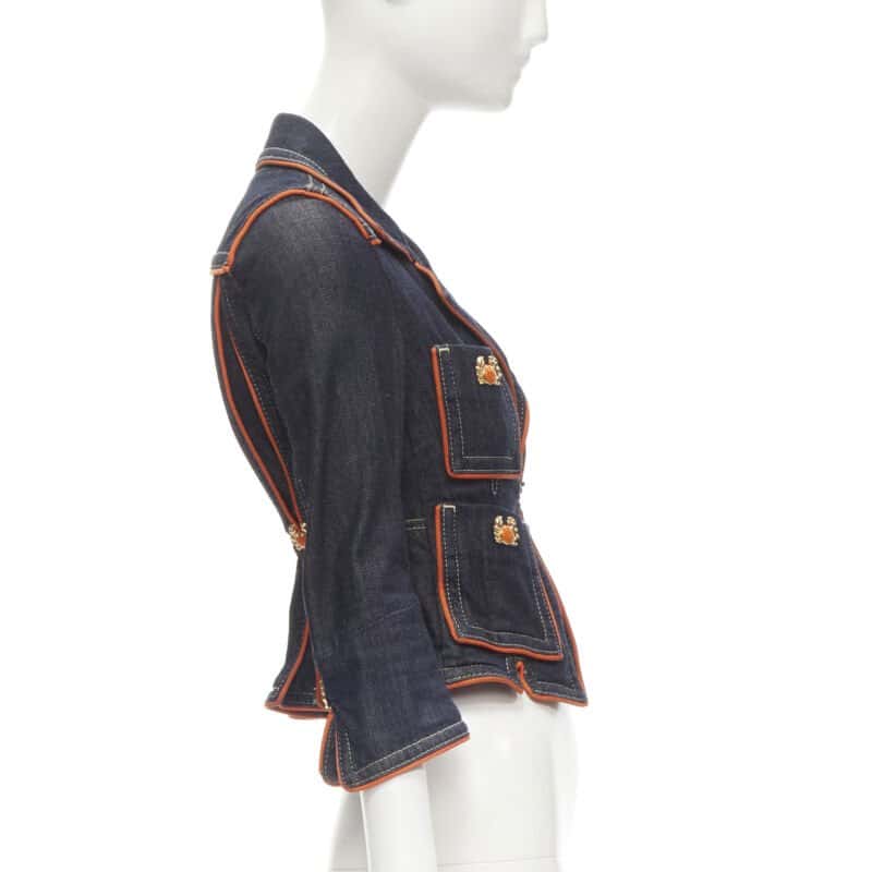 Dsquared2 Orange Denim Cropped Jacket Blue Cotton Very good condition - Box View