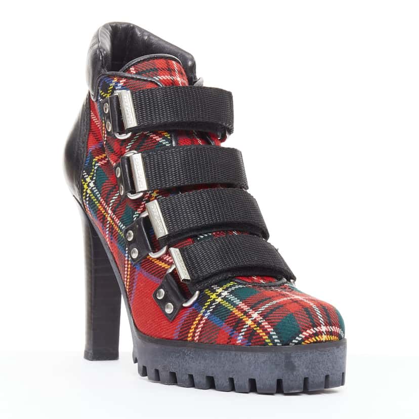 Dsquared2 Tartan Ankle Booties Red Very good condition - Back View