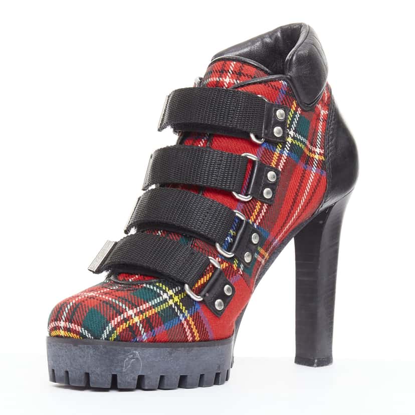 Dsquared2 Tartan Ankle Booties Red Very good condition - Model View