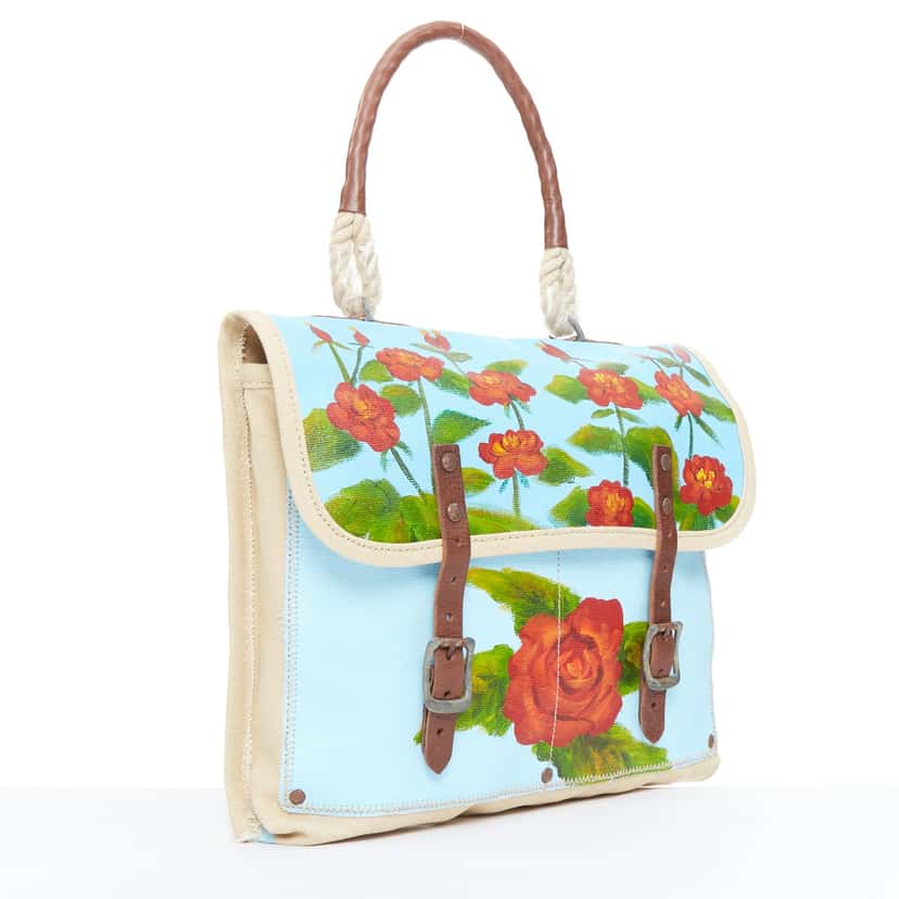 Kate Spade Rose Print Satchel Blue Good condition - Inside View
