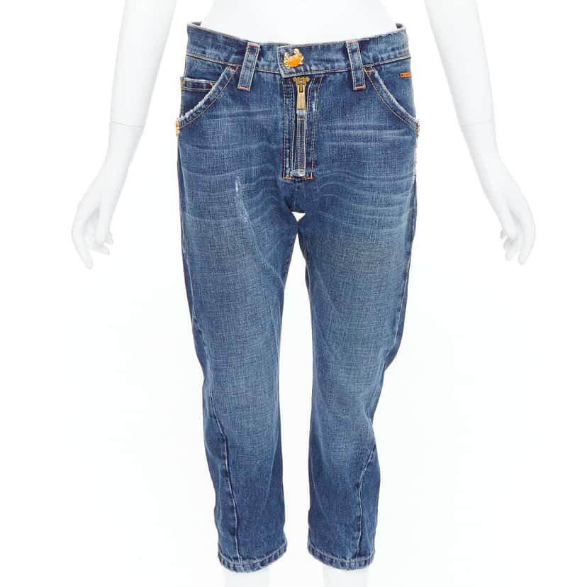 Dsquared2 Orange Cropped Jeans Blue Cotton Very good condition - Front View
