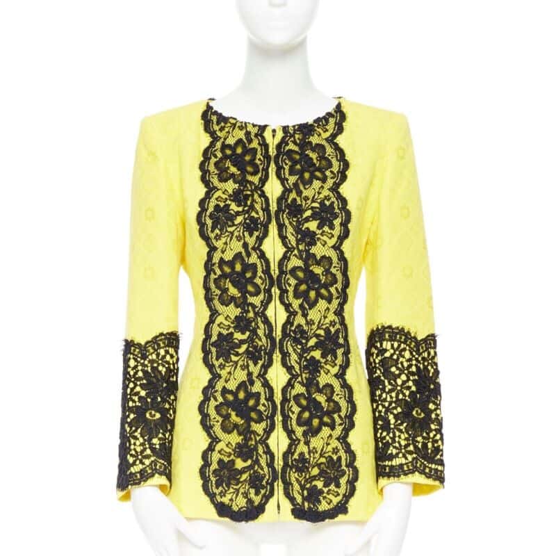Christian Lacroix Floral Jacquard Jacket Yellow Cotton Very good condition - Front View