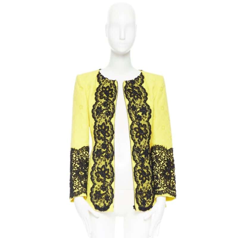 Christian Lacroix Floral Jacquard Jacket Yellow Cotton Very good condition - Inside View
