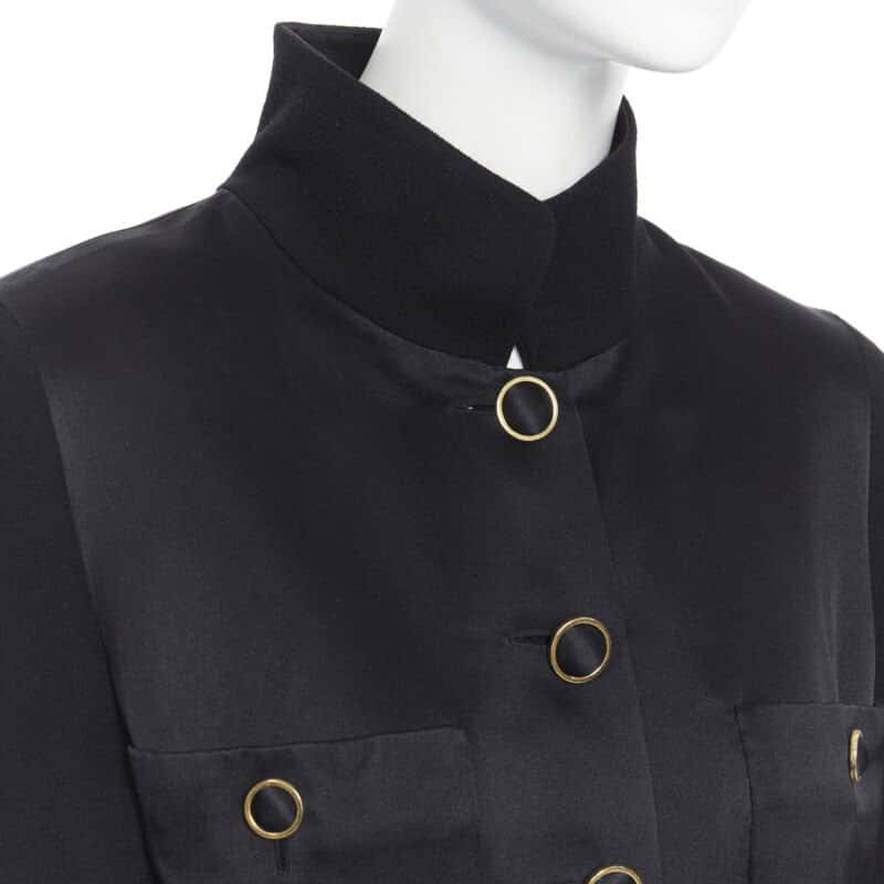 Chanel Black Silk Satin Jacket Black Polyester Very good condition - Back View