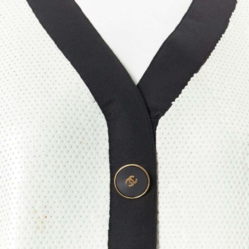 Chanel Sequin Trim Jacket White Polyester Good condition - Back View