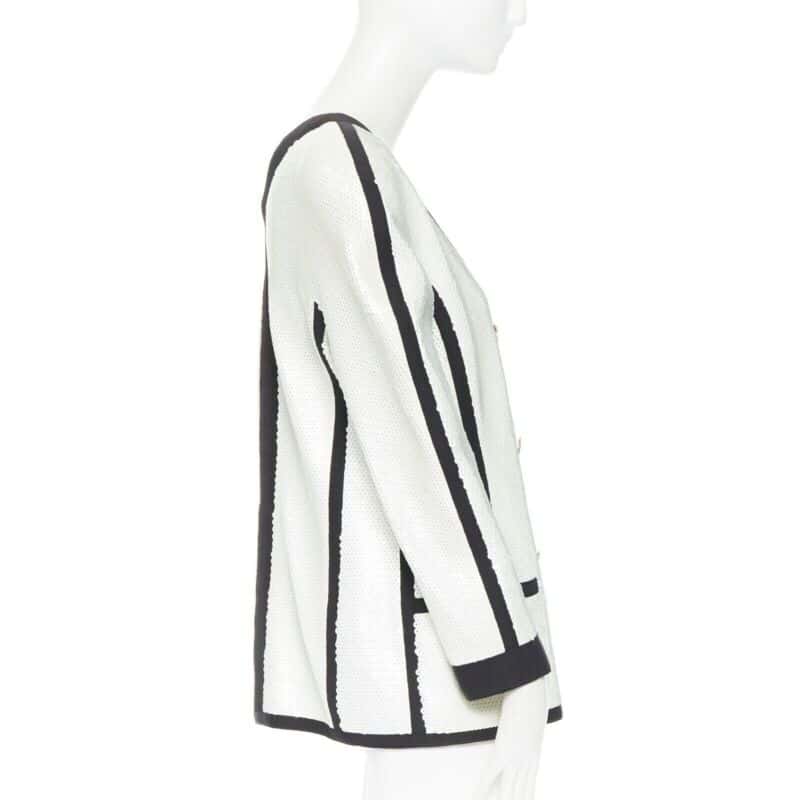Chanel Sequin Trim Jacket White Polyester Good condition - Model View