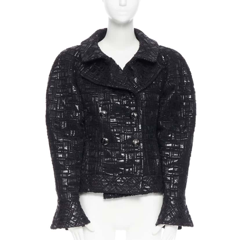 Chanel Cyber Tweed Jacket Black Tweed Never worn - Front View