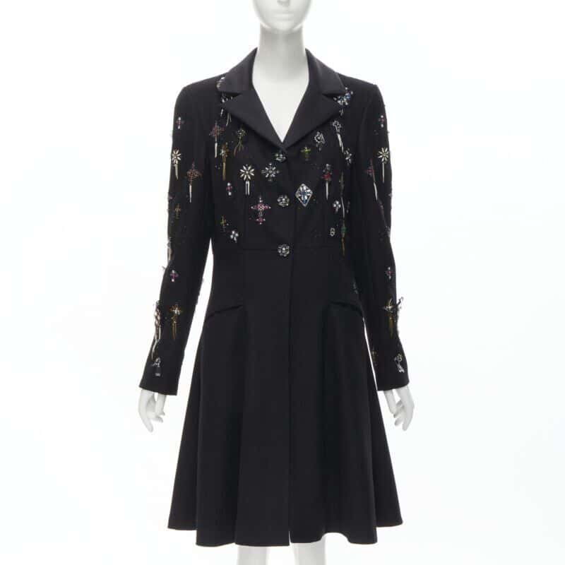 Chanel Black Punk Cashmere Coat Black Wool Never worn - Front View