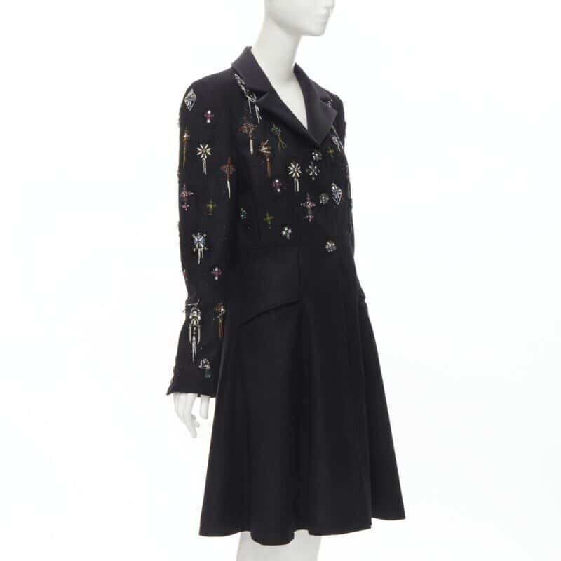 Chanel Black Punk Cashmere Coat Black Wool Never worn - Inside View