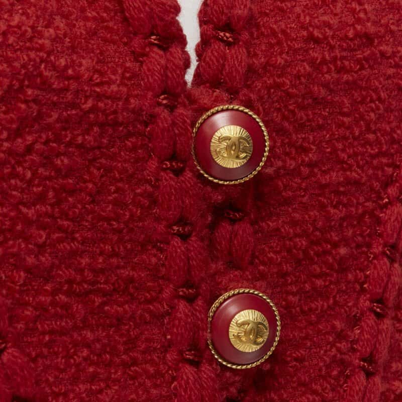 Chanel Boucle Corset Jacket Red Wool Very good condition - Back View