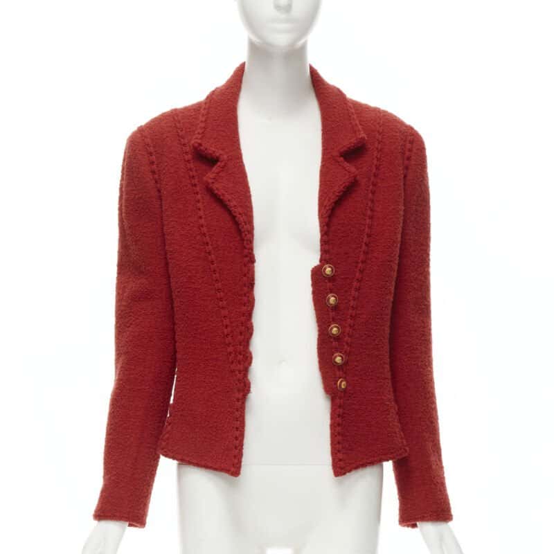 Chanel Boucle Corset Jacket Red Wool Very good condition - Inside View