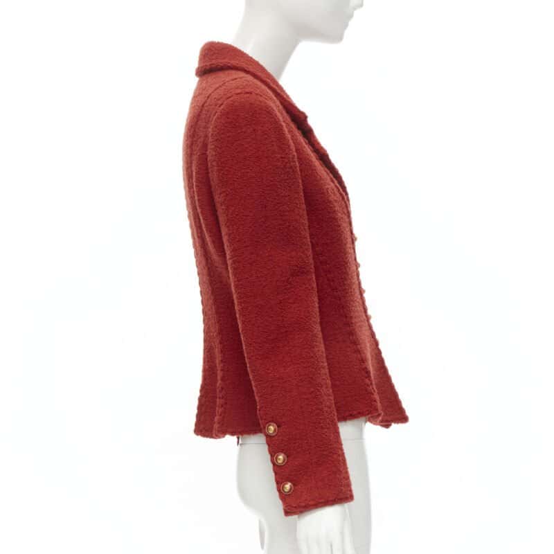 Chanel Boucle Corset Jacket Red Wool Very good condition - Box View