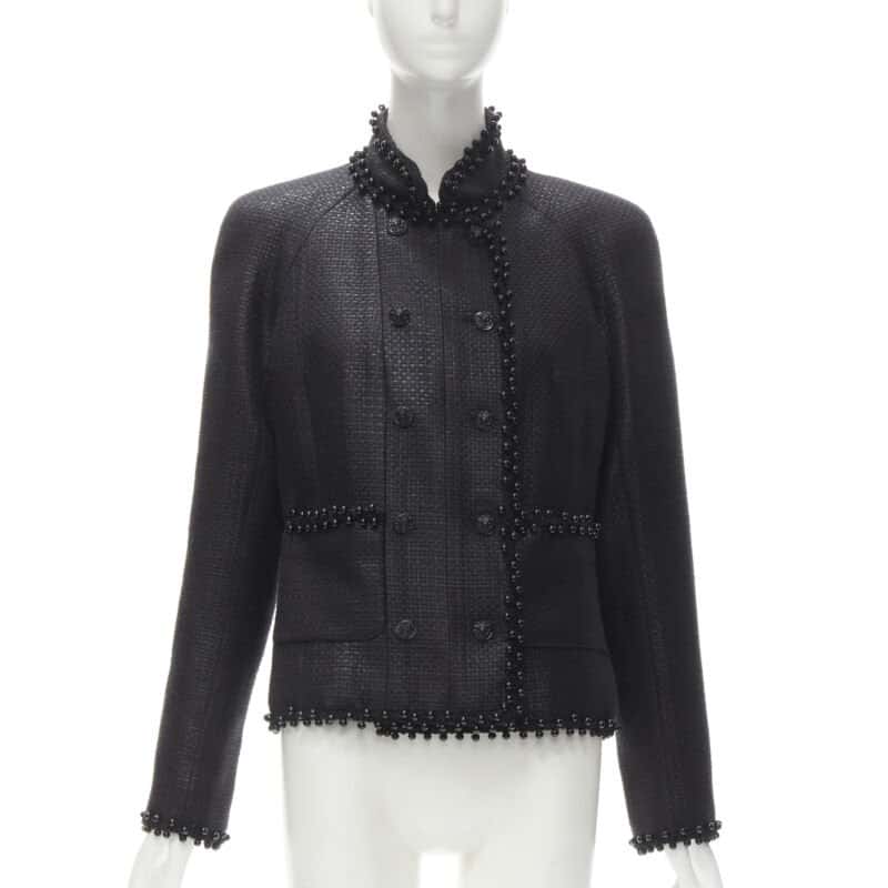 Chanel Lacquered Tweed Lion Jacket Black Polyester Never worn - Front View