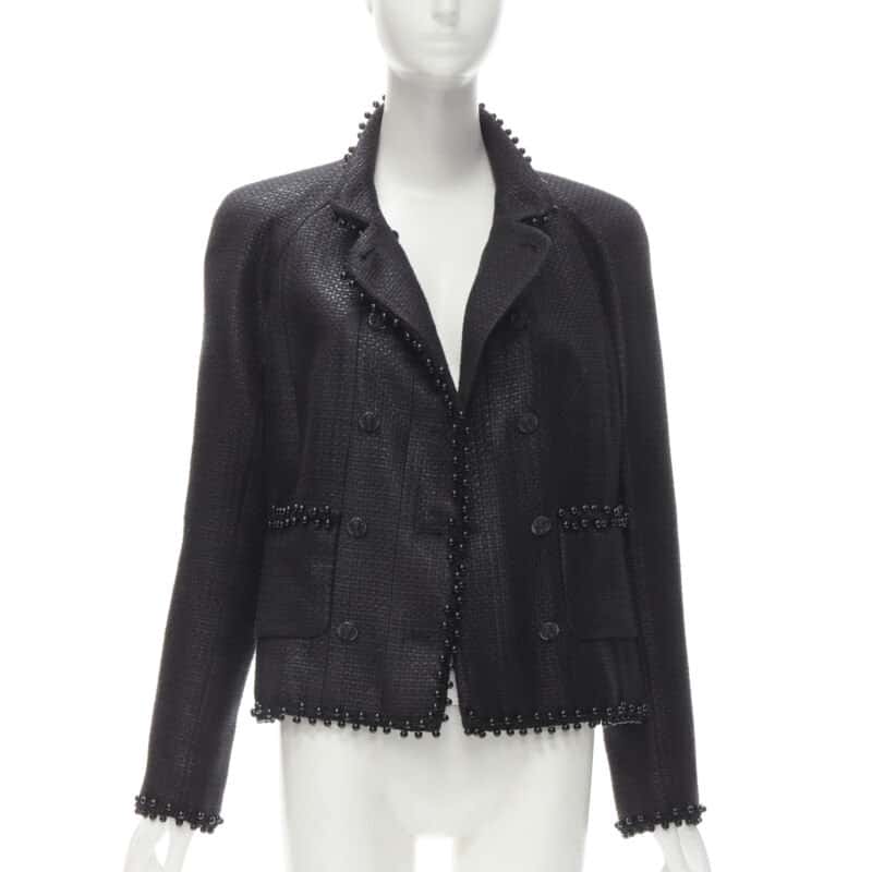 Chanel Lacquered Tweed Lion Jacket Black Polyester Never worn - Inside View