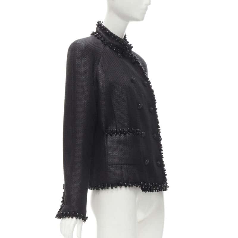 Chanel Lacquered Tweed Lion Jacket Black Polyester Never worn - Model View