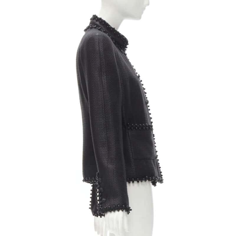 Chanel Lacquered Tweed Lion Jacket Black Polyester Never worn - Box View