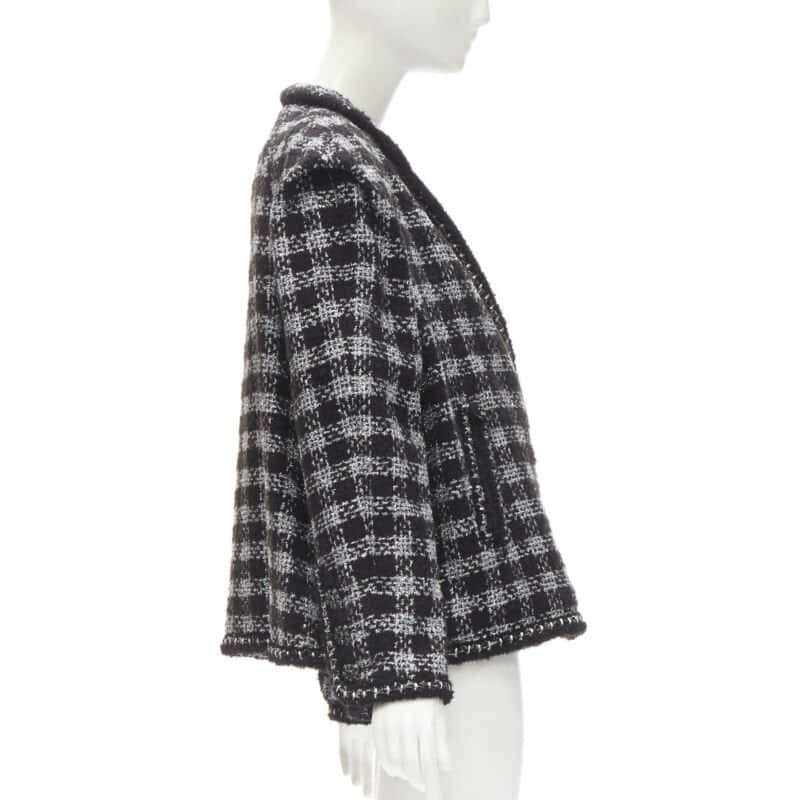 Chanel Fantasy Tweed Check Jacket Black Wool Never worn - Box View