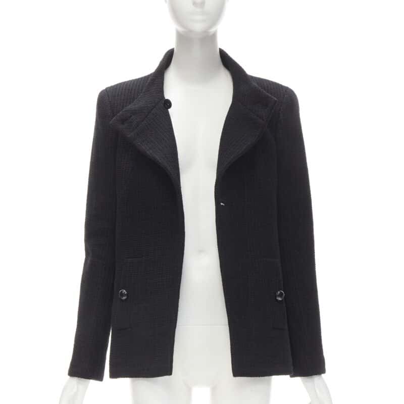 Chanel Black Lattice Wrap Jacket Black Cotton Never worn - Inside View