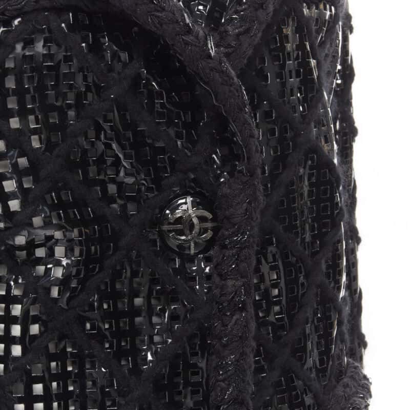 Chanel PVC Braided Tweed Jacket Black Polyester Never worn - Back View