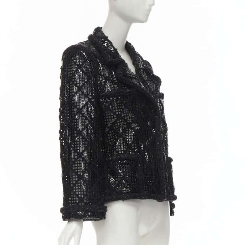 Chanel PVC Braided Tweed Jacket Black Polyester Never worn - Model View