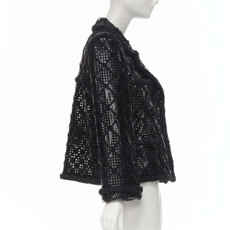 Chanel PVC Braided Tweed Jacket Black Polyester Never worn - Box View