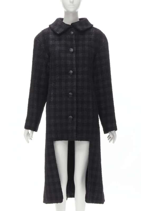 Chanel Black Lurex Tweed Coat Black Wool Never worn - Front View