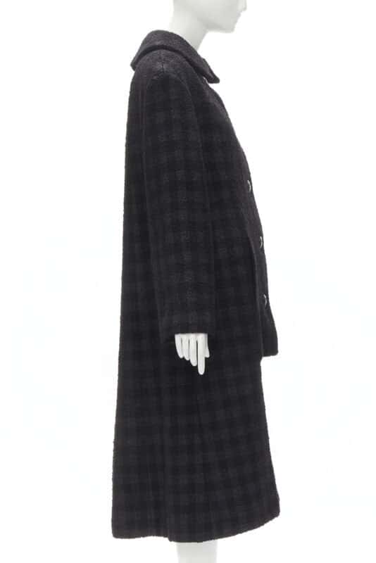 Chanel Black Lurex Tweed Coat Black Wool Never worn - Box View