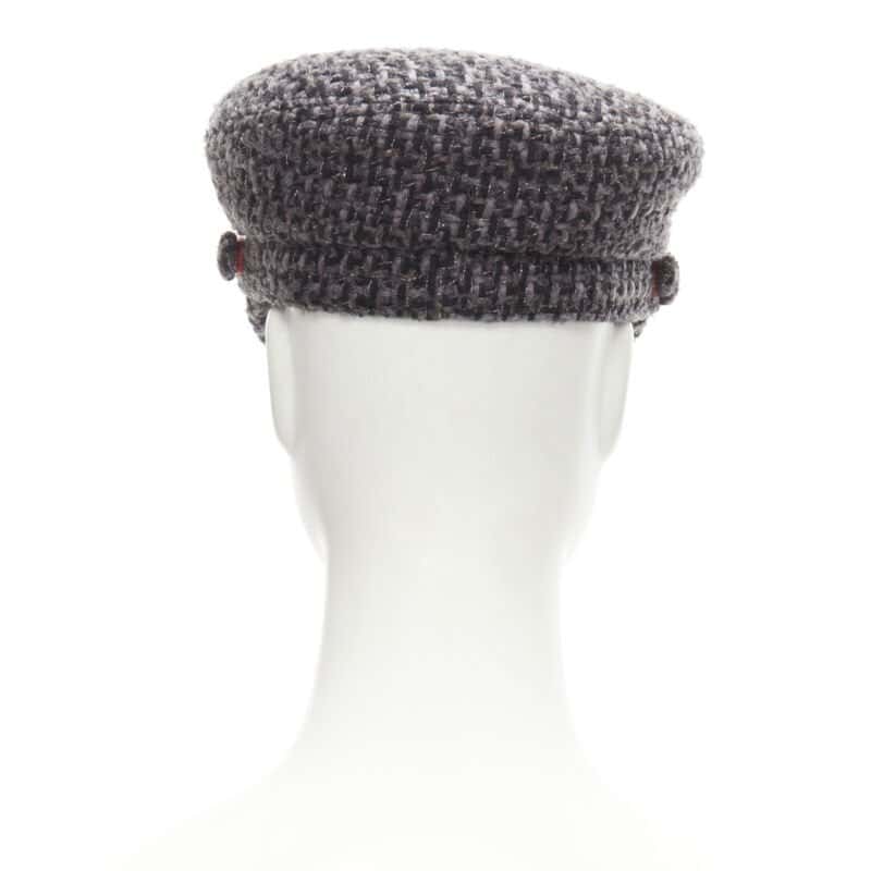 Chanel Grey Tweed Sailor Hat Grey Never worn - Model View
