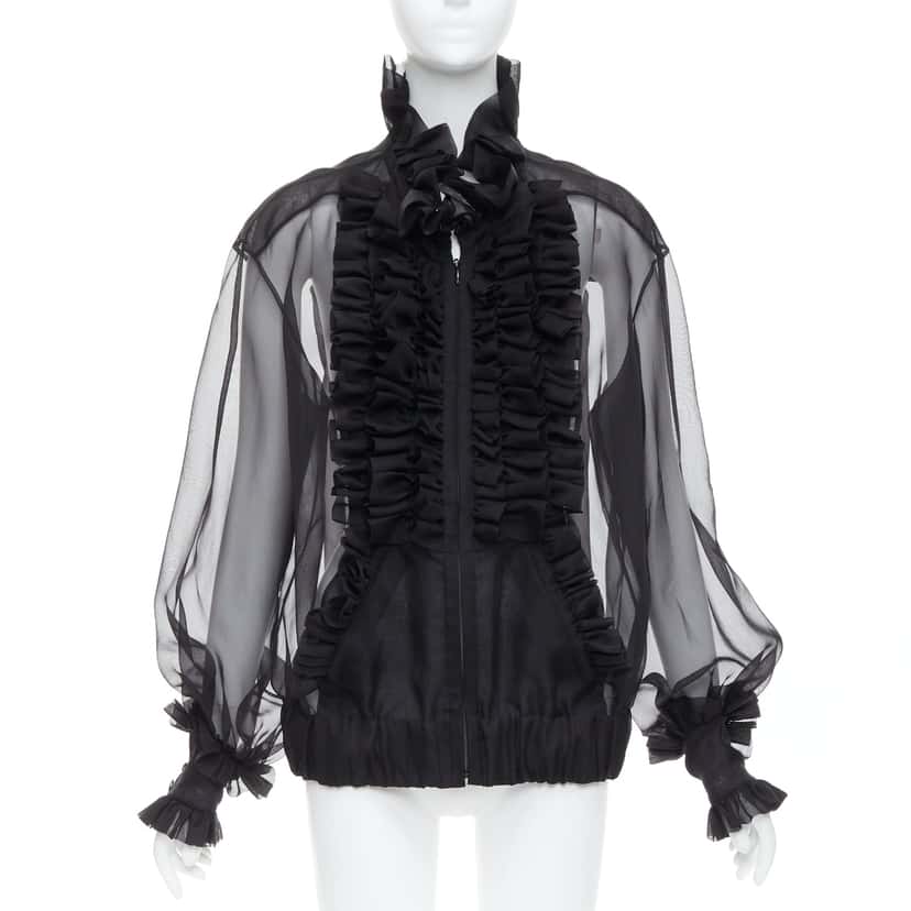 Chanel Sheer Silk Victorian Jacket Black Silk Very good condition - Front View