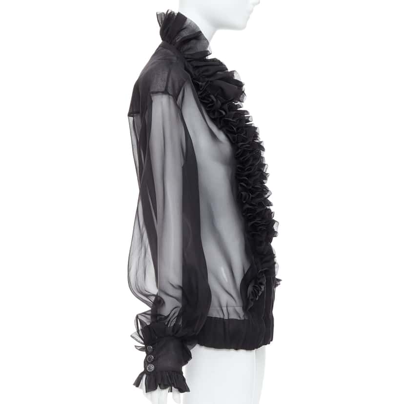 Chanel Sheer Silk Victorian Jacket Black Silk Very good condition - Box View