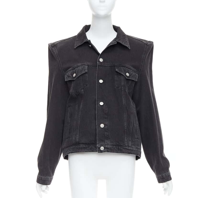 Balenciaga Grey Washed Denim Jacket Grey Cotton Never worn - Front View