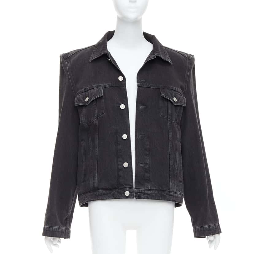 Balenciaga Grey Washed Denim Jacket Grey Cotton Never worn - Inside View