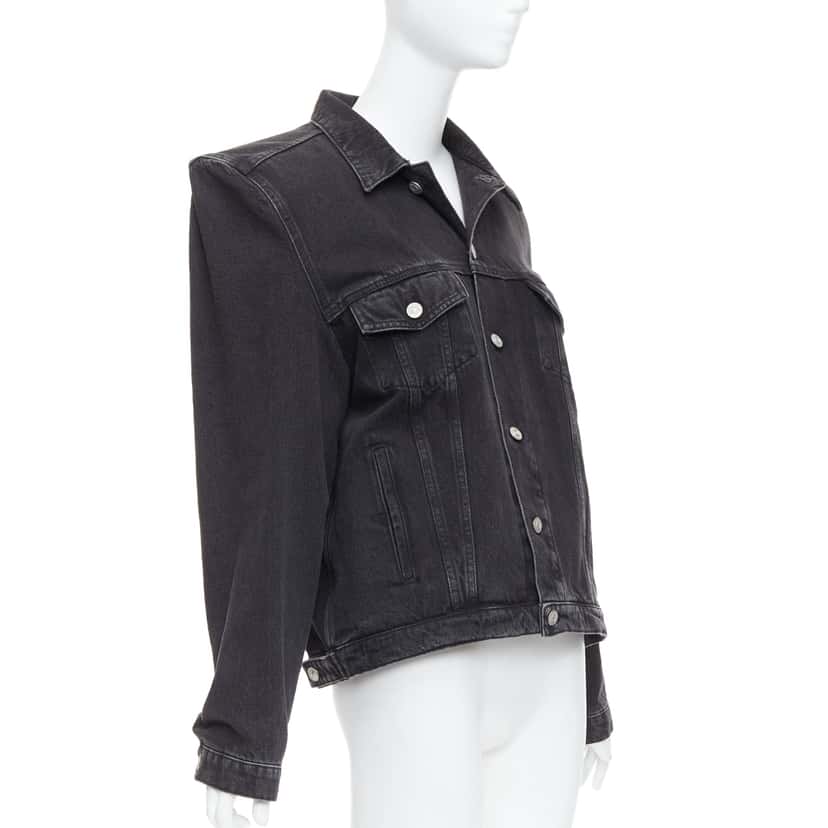 Balenciaga Grey Washed Denim Jacket Grey Cotton Never worn - Model View