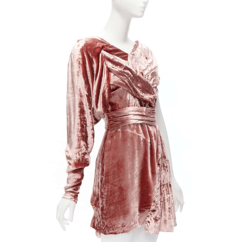 Michael Van Der Ham Velvet Draped Dress Pink Viscose Never worn - Inside View