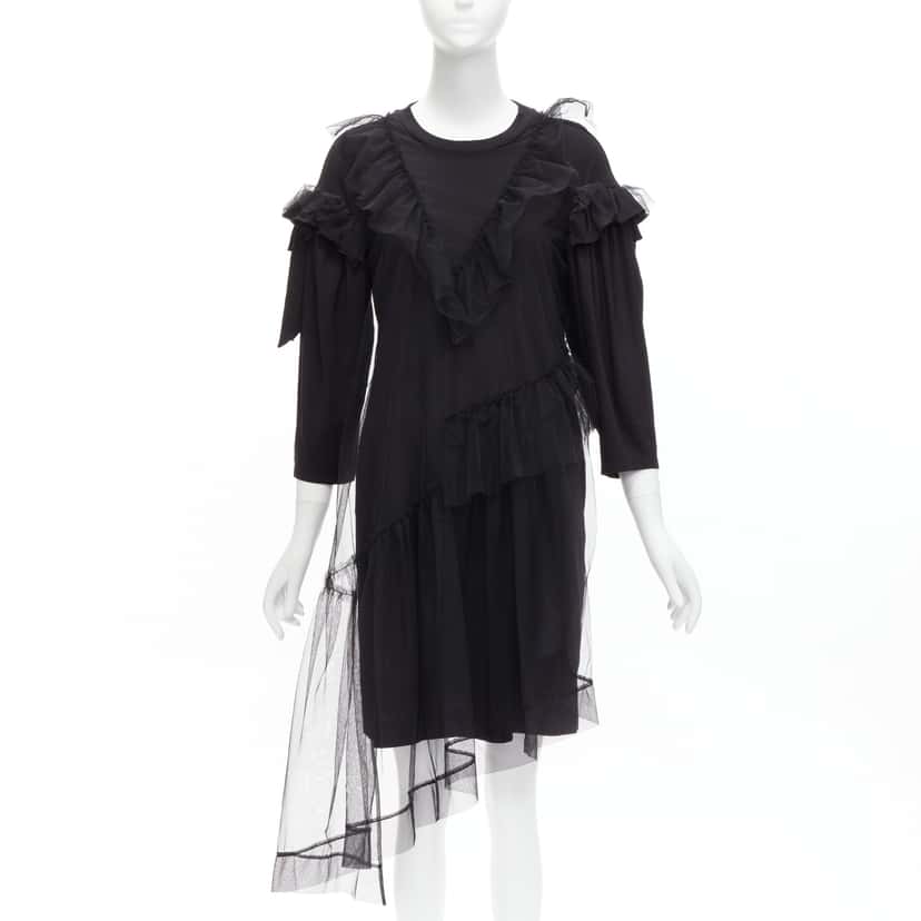 Simone Rocha Tulle Overlay Dress Black Cotton Never worn - Front View