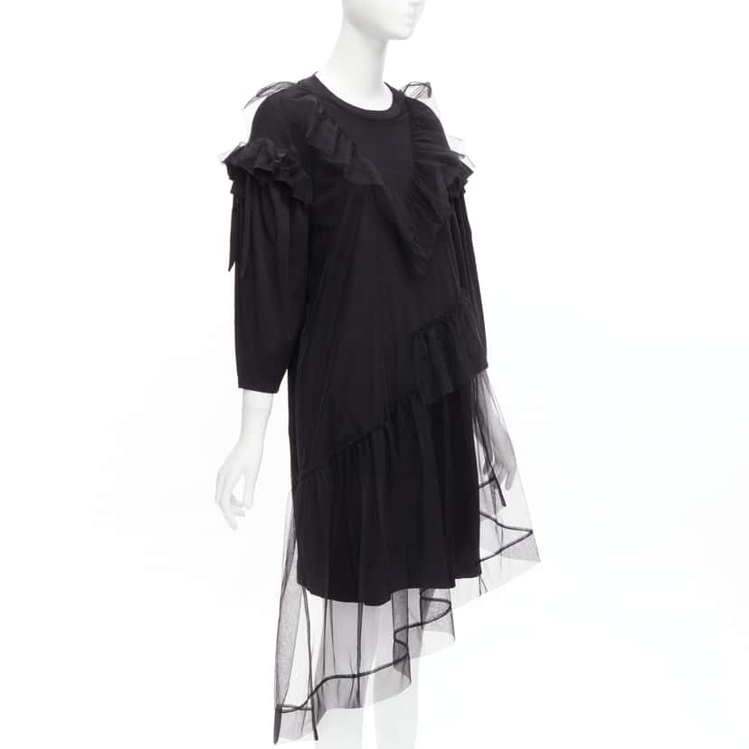 Simone Rocha Tulle Overlay Dress Black Cotton Never worn - Inside View