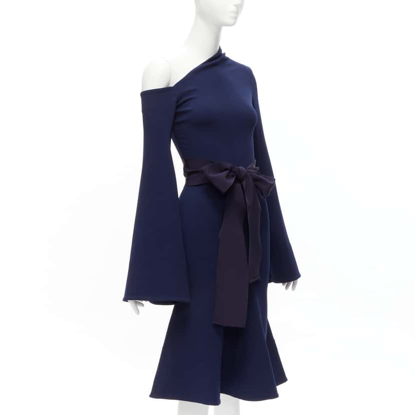 Solace London Asymmetric Crepe Dress Navy Polyester Never worn - Inside View