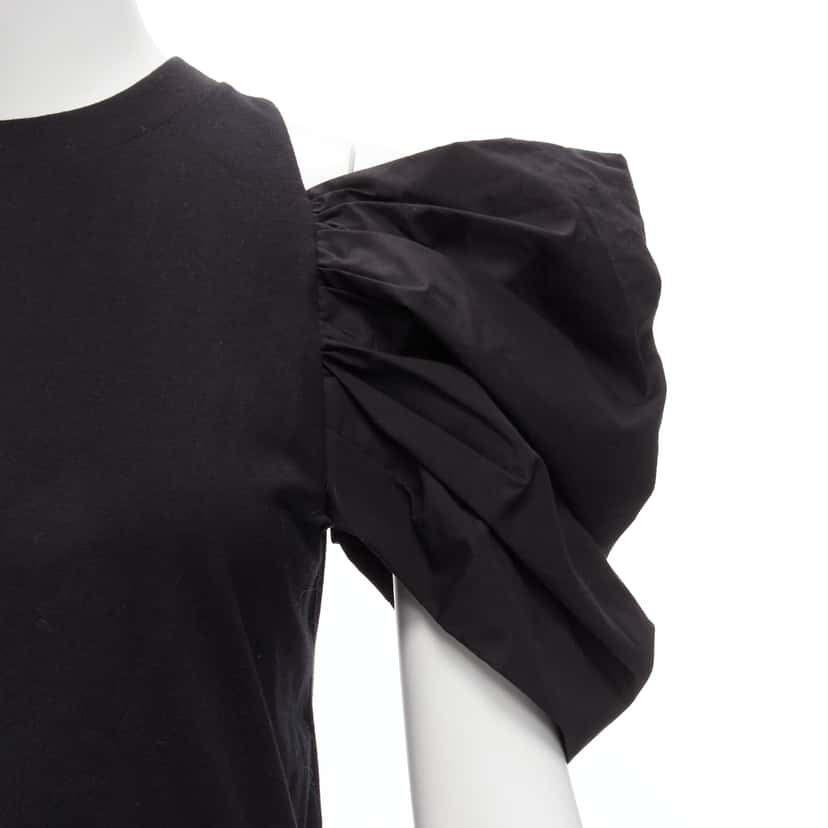 Alexander McQueen Puff Sleeve Top Black Cotton Never worn, with tag - Back View