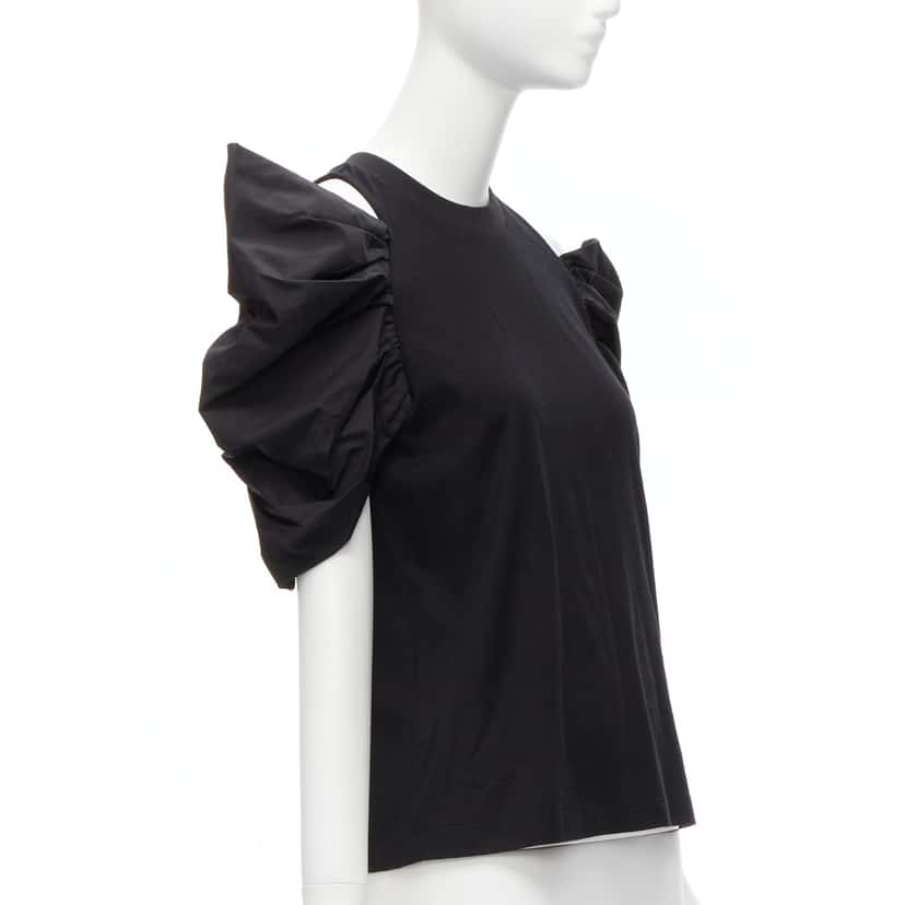Alexander McQueen Puff Sleeve Top Black Cotton Never worn, with tag - Inside View