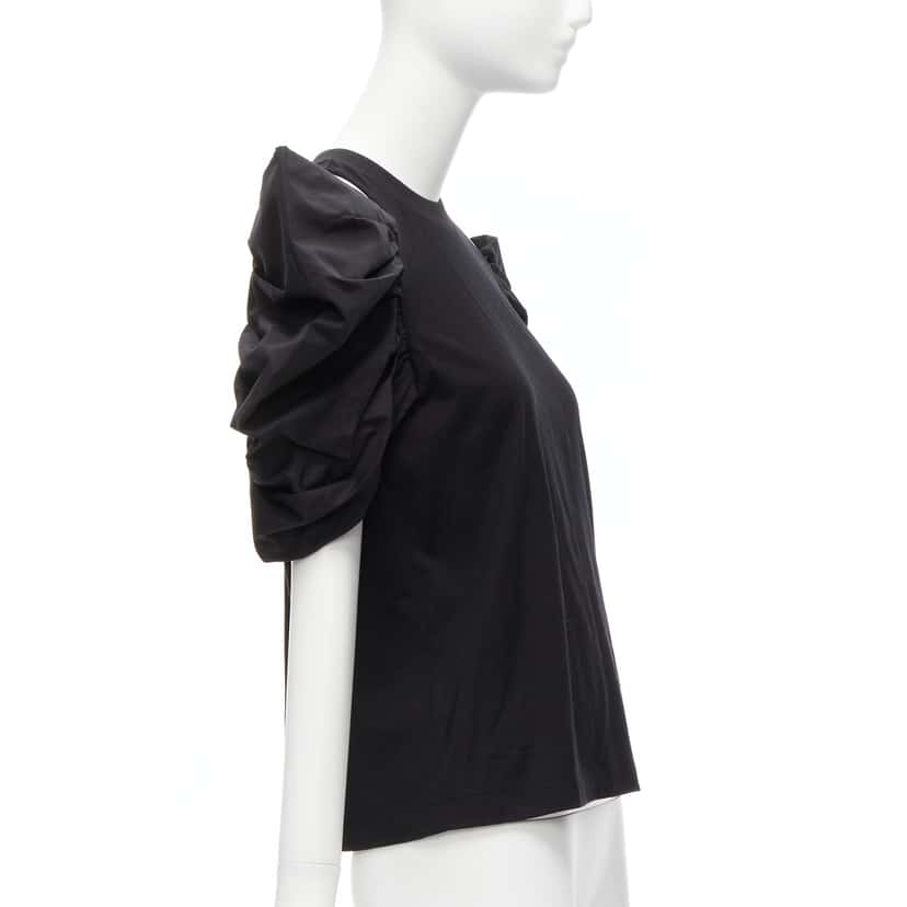 Alexander McQueen Puff Sleeve Top Black Cotton Never worn, with tag - Model View