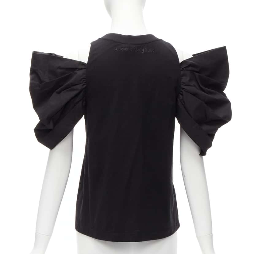 Alexander McQueen Puff Sleeve Top Black Cotton Never worn, with tag - Box View