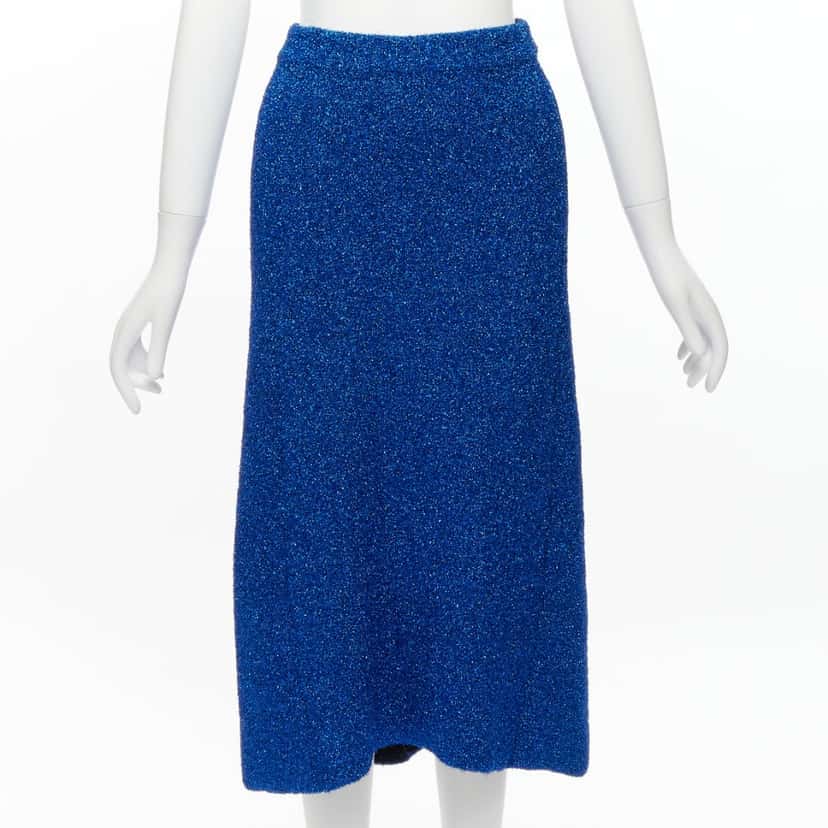 Balenciaga Metallic High Low Skirt Blue Polyester Never worn - Front View