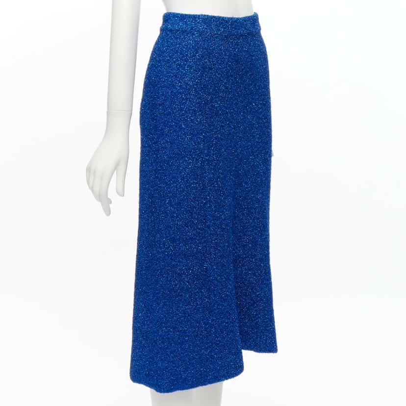 Balenciaga Metallic High Low Skirt Blue Polyester Never worn - Inside View