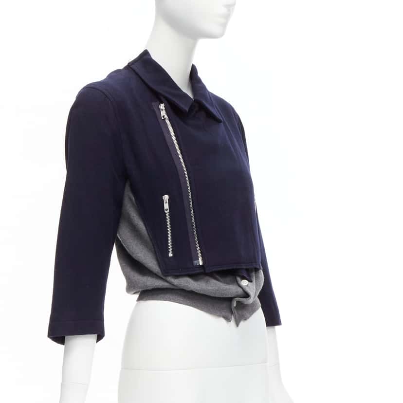 Comme Des Garcons Hybrid Biker Cardigan Navy Wool Never worn - Back View